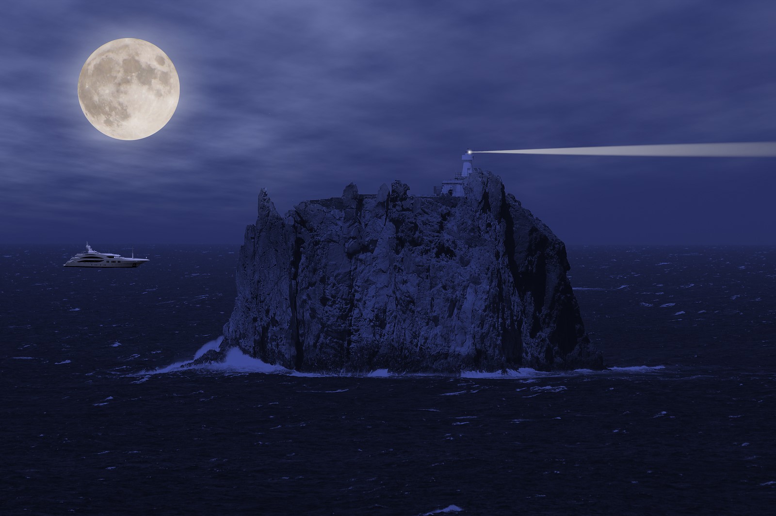 Stromboli island and yacht